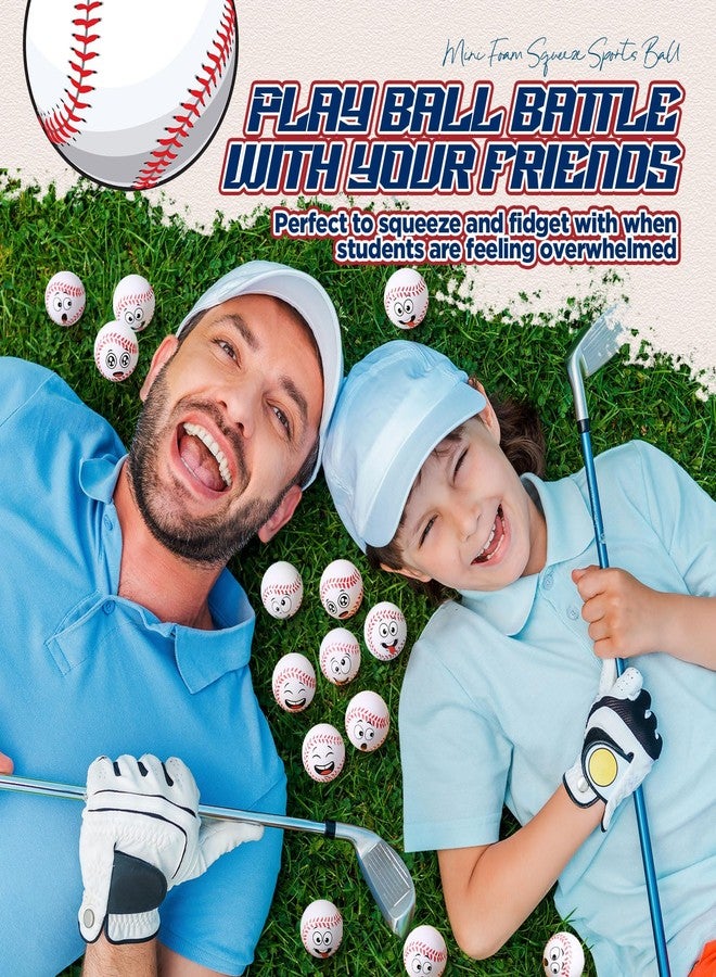 Arrowbash 60 Pcs Baseball Stress Ball Bulk, Mini Face Stress Balls Squeeze Foam Baseball Anxiety Relief Sport Party Favors Goodie Bag Fillers Birthday Gift Decoration - Image 4